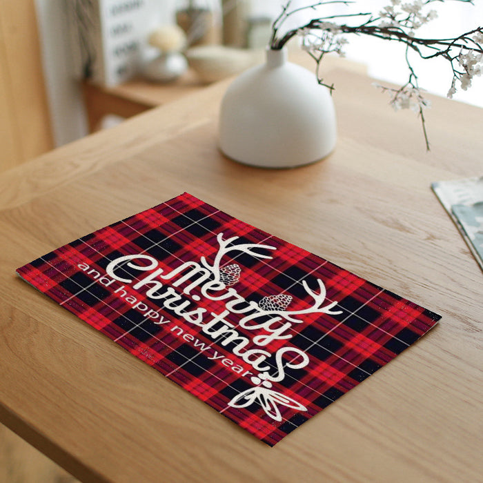 Wholesale Christmas English Letters Linen Insulated Placemat MOQ≥2 JDC-PS-Dexi006