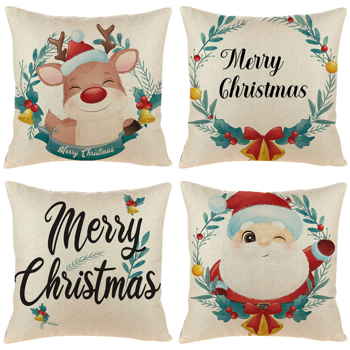 Wholesale Pillowcase Linen Christmas Letters Print JDC-PW-Yuchuang008