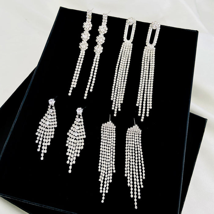 Wholesale Earrings Alloy Exaggerated Full Drilled Tassel JDC-ES-A539