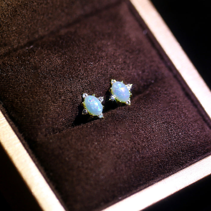 Wholesale Copper Moonstone Diamond Stud Earrings MOQ≥2 JDC-ES-Jugou009