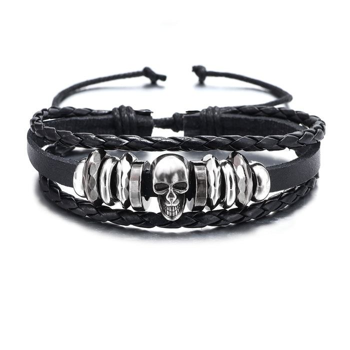 Wholesale Bracelet Men's Alloy Leather Skull JDC-BT-QiN030