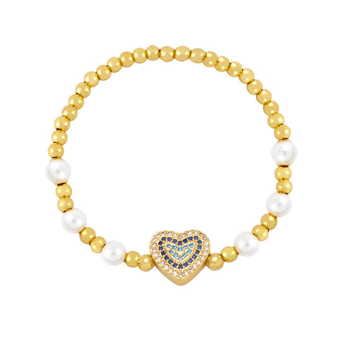 Wholesale Bracelet Copper Plated 18K Gold Heart Shaped Diamond JDC-PREMAS-BT-004