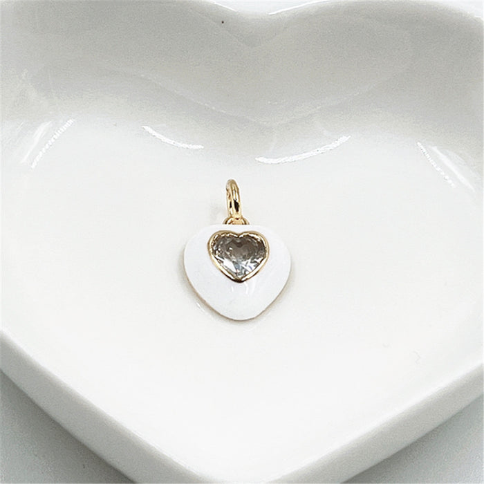 Wholesale Necklace Copper Micro Inlay Zircon Drop Oil Heart MOQ≥2 JDC-NE-ZIYN004