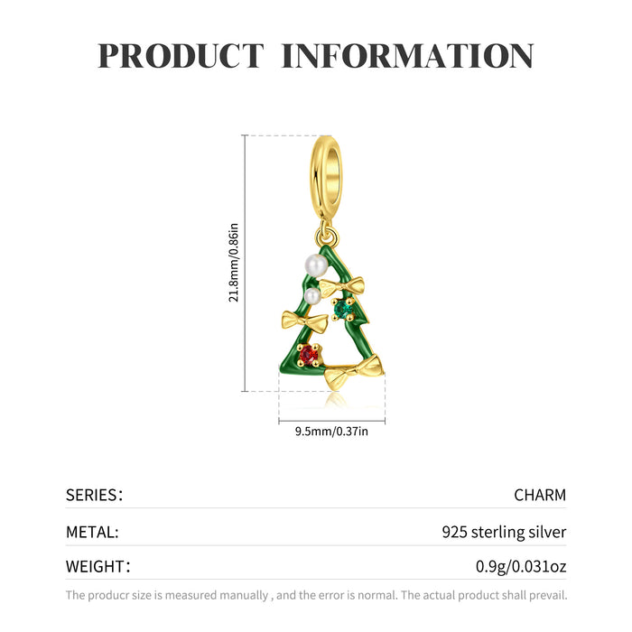 Wholesale Charms S925 Sterling Silver Christmas Tree Cutout DIY JDC-CS-MC005
