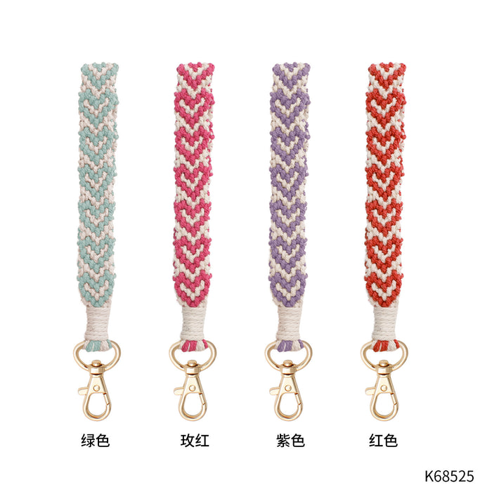 Wholesale Keychains Cotton Thread Alloy Heart Hand Braided Knots JDC-KC-JM056