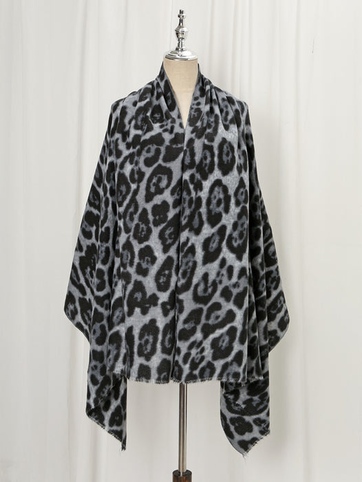 Wholesale Scarf Polyester Cotton Leopard Colorblock Print Shawl JDC-SF-XJY005