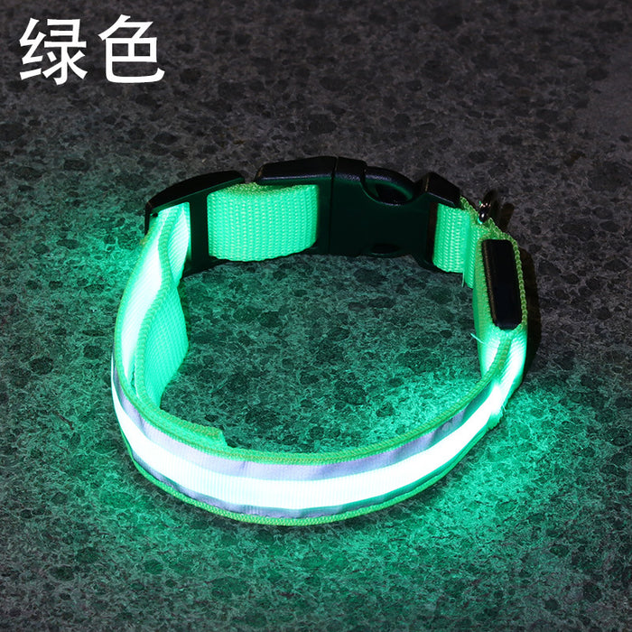 Wholesale Nylon Webbing LED Light Up Dog Collar JDC-FT-XuanD003