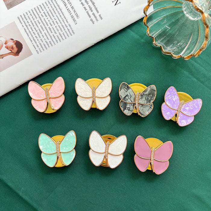 Wholesale Grips Plastic Mobile Phone Electroplating Butterfly Folding Stand Mobile Phone Holder JDC-PS-Xuman007