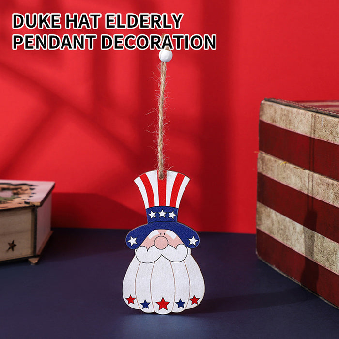 Wholesale Decorative Independence Day Wooden Hanging Ornament Faceless Gnome MOQ≥2 JDC-DCN-HB006