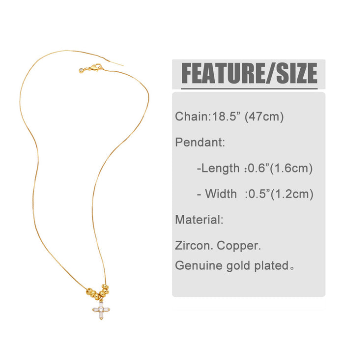 Wholesale Necklace Copper Plated 18K Gold Zircon Cross Tree of Life JDC-PREMAS-NE-021