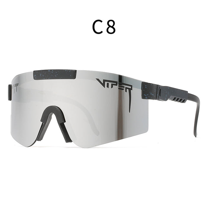 Pit de lente TAC al por mayor Pit a exteriores Colorido Gafas de sol de marco grande (F) JDC-SG-HED002