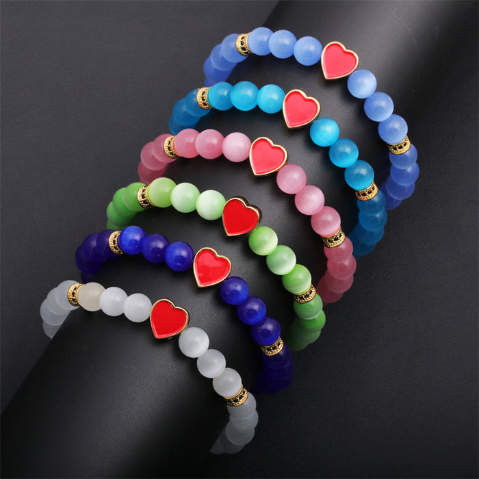 Wholesale Opal Beaded Heart Bracelet MOQ≥2 JDC-BT-ML060