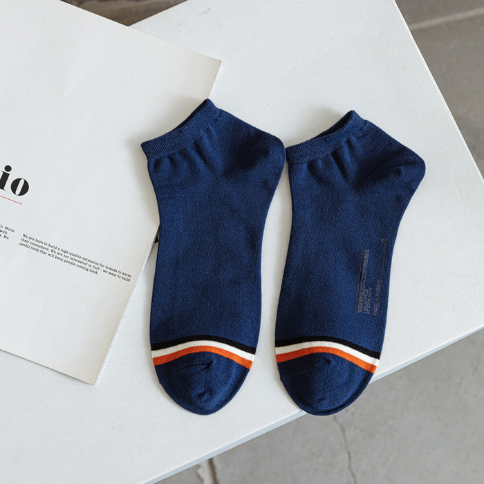 Wholesale simple socks toe pinstripe comfortable breathable men's boat cotton socks JDC-SK-JXin010