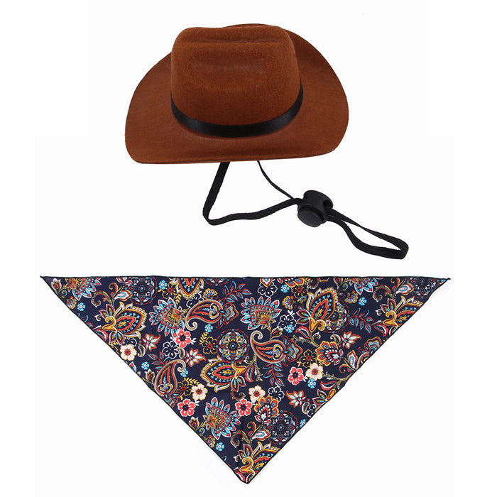 Wholesale Hats Non Woven Pet Cowboy Hat Scarf MOQ≥2 JDC-FH-DTu001