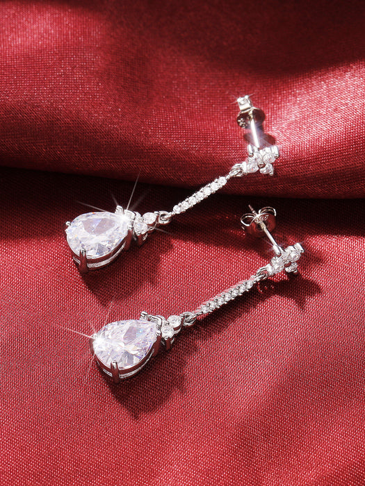 Wholesale Earrings Copper Zircon Drop-Shaped Tassels MOQ≥2 JDC-PREMCAOS-ES-021