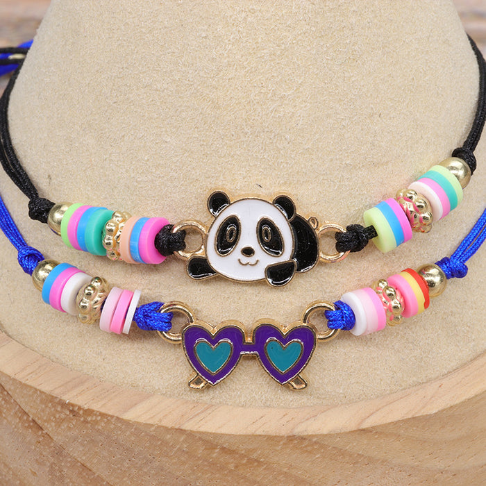 Wholesale 12PCS Cartoon Children's Pineapple Rainbow Panda Variety of Children's Bracelets JDC-BT-Yiye016