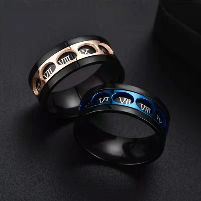 Wholesale Stainless Steel Roman Numeral Turning Ring JDC-RS-Chubing001