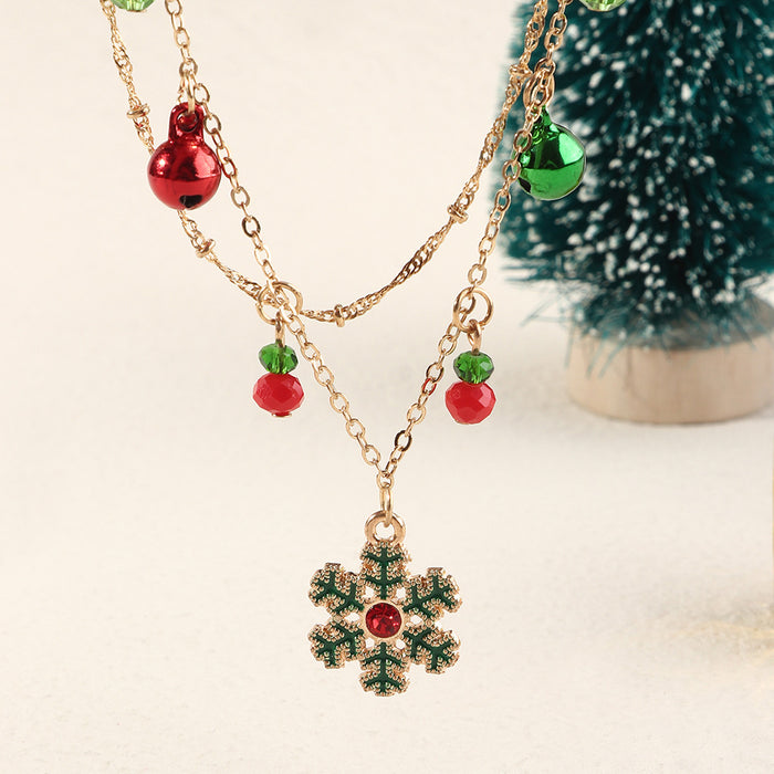 Wholesale Necklaces Resin Alloy Christmas Bell Snowflake Double Layer JDC-NE-NZ073