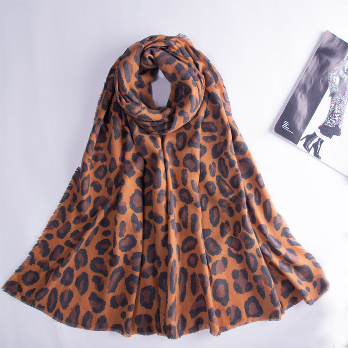 Wholesale Scarf Imitation Cashmere Leopard Print Shawl Warm JDC-SF-Randai007