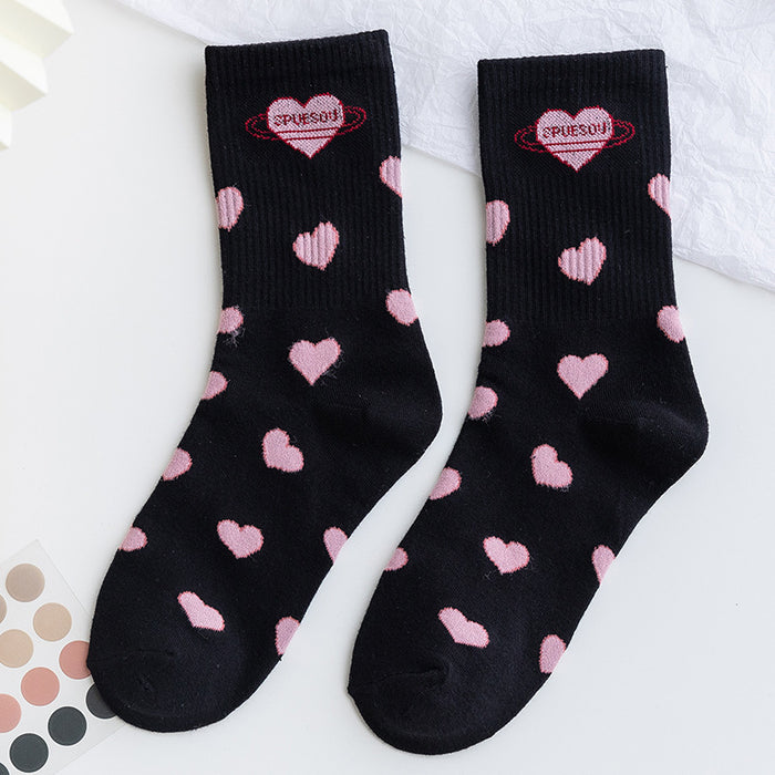 Wholesale socks women's socks pink love cute MOQ≥2 JDC-SK-CYu017