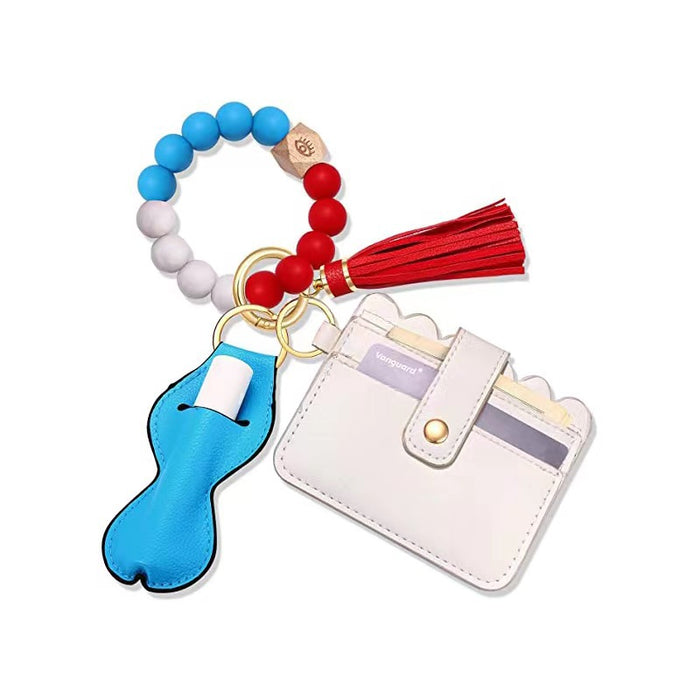 Wholesale Card Holder Tassel Bracelet Silicone Keychain JDC-KC-BaS001
