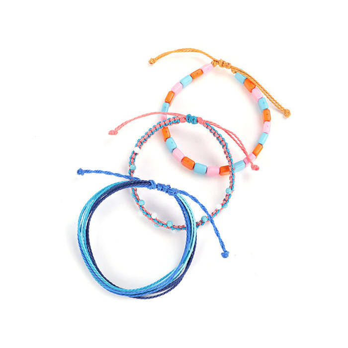 Wholesale Hand Braided Acrylic Colorful Rope Braids Multilayer Bracelet JDC-BT-ZengZ024