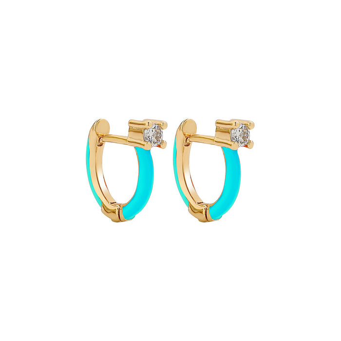 Wholesale Hoop Earrings Rectangular Zircon Alloy Diamond MOQ≥2 JDC-ES-Ruol018
