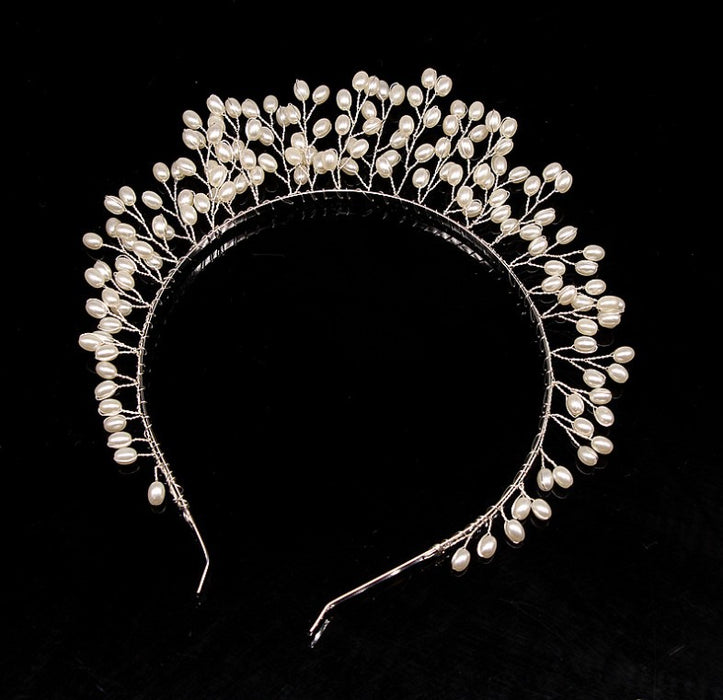 Corona de perla de perla al por mayor Corona de dama de honor hecha a mano MOQ≥2 JDC-HD-DENGH005