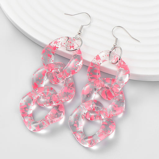 Jewelry WholesaleWholesale Pink Chain Resin Ear Hook Earrings JDC-ES-JL985 Earrings 氿乐 %variant_option1% %variant_option2% %variant_option3%  Factory Price JoyasDeChina Joyas De China