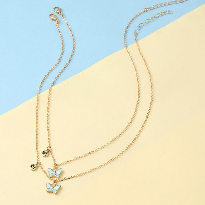 Wholesale Children's Jewelry Butterfly Drip Oil Necklace Pendant JDC-NE-shenX004
