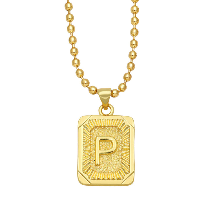 Wholesale Fashion Versatile 26 English Alphabet Necklaces Plated 18K Gold Square Letters JDC-NE-AS586