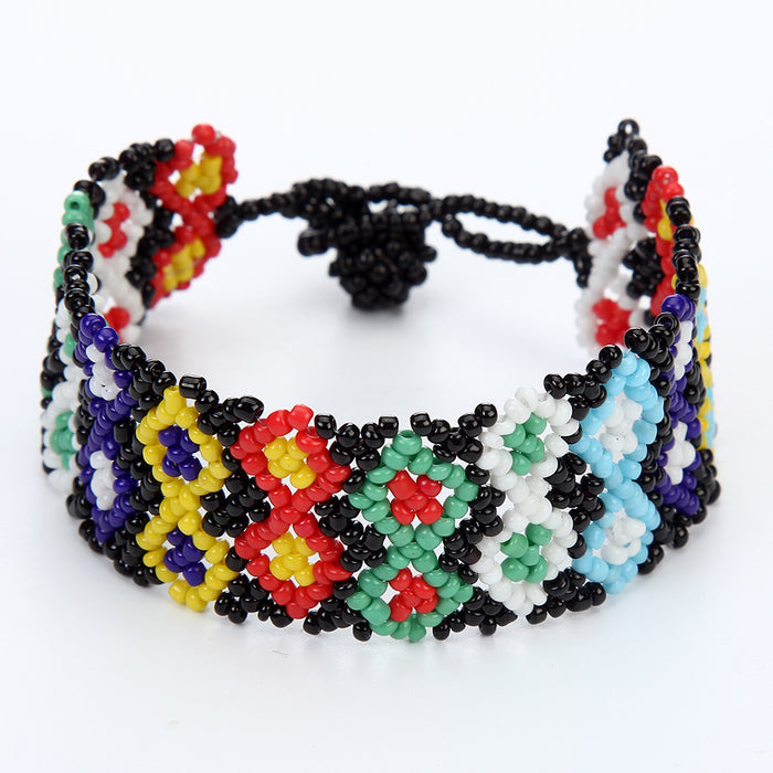 Wholesale rice bead mixed color  hand woven ethnic style bracelet JDC-BT-ZheQ019