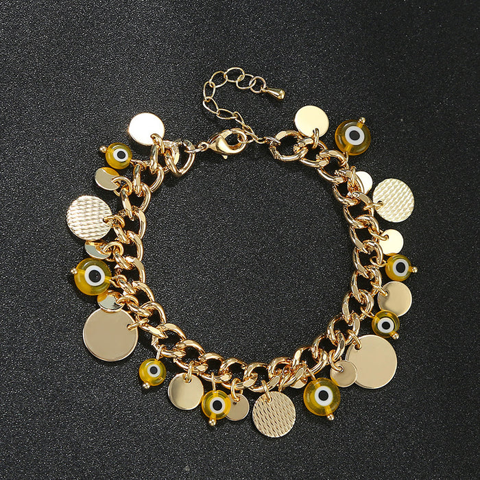 Wholesale Bracelet Copper Gold Disc Devil's Eye MOQ≥2 JDC-BT-ChenG014
