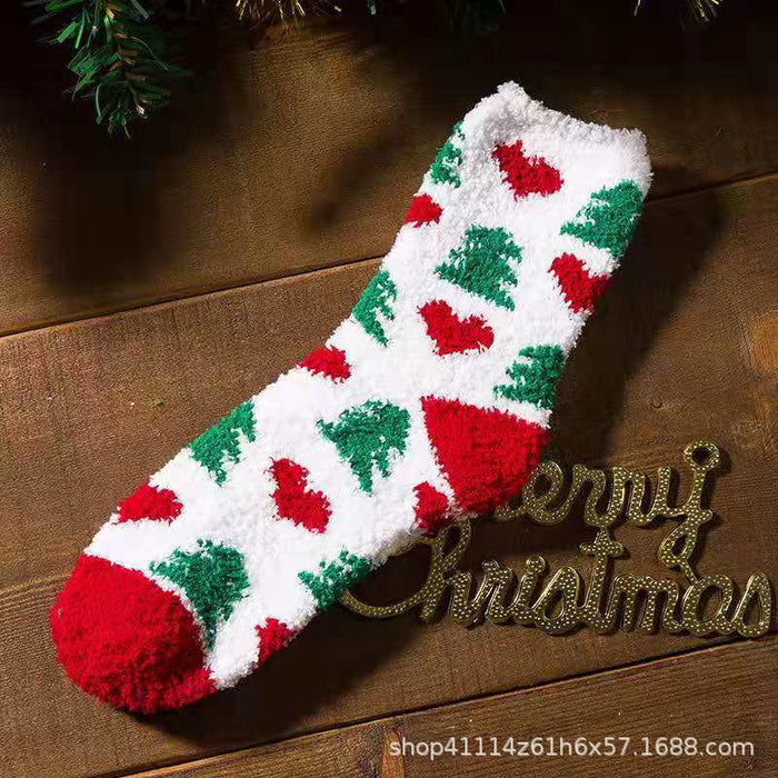 Wholesale Fuzzy Socks Coral Fleece Autumn Winter Thick Sleeping Socks Christmas JDC-SK-XiaoZ003