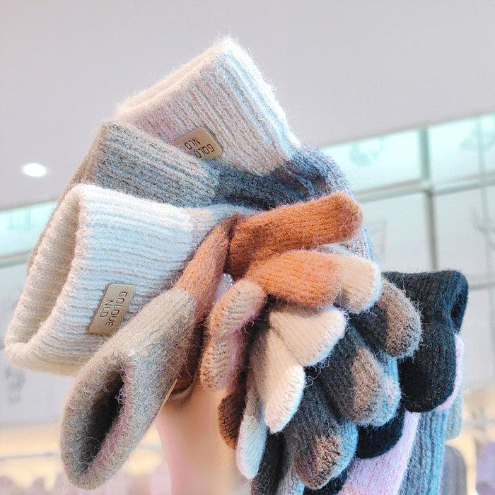 Wholesale Gloves imitation cashmere knitted warm winter thick wool cute MOQ≥2 JDC-GS-YuQ003