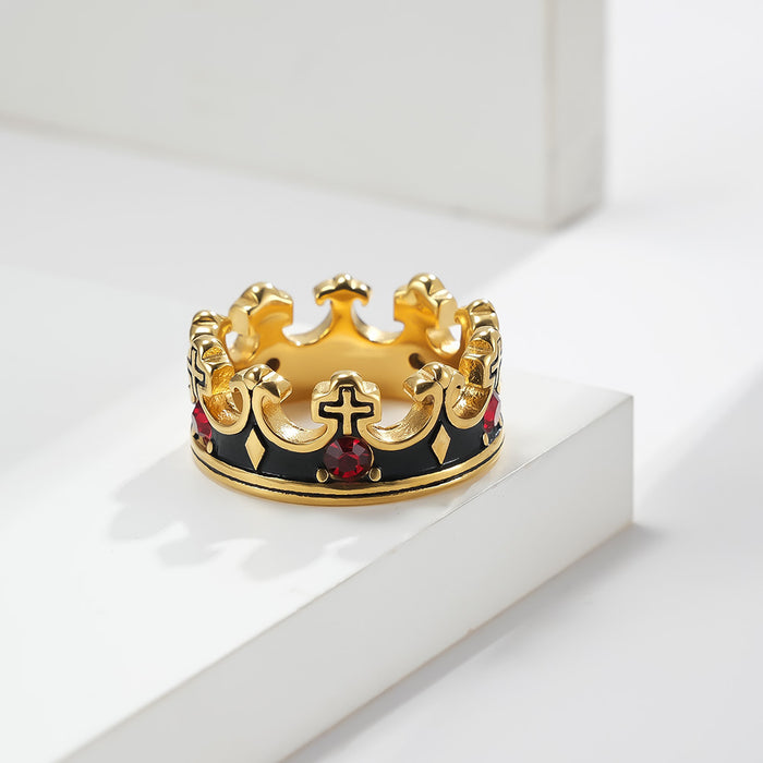 Anillo al por mayor Vintage Cross Crown Crown Crown Diamond Men JDC-RS-Premqianf006