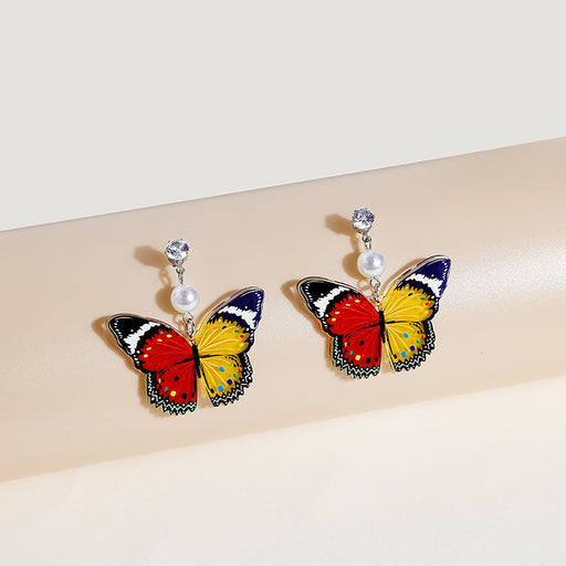 Jewelry WholesaleWholesale silver needle colorful contrast color cute girly butterfly earrings JDC-ES-Mdd026 Earrings 萌豆豆 %variant_option1% %variant_option2% %variant_option3%  Factory Price JoyasDeChina Joyas De China