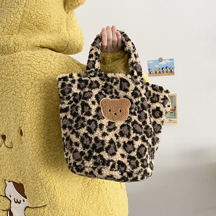 Wholesale Handbag Plush Bear Leopard Print Bento Bag JDC-HB-Buyu001