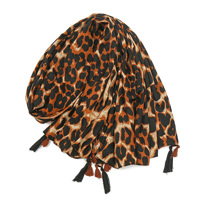 Bufanda al por mayor de algodón lino leopardo damas calientes espesas jdc-sf-jiaw002