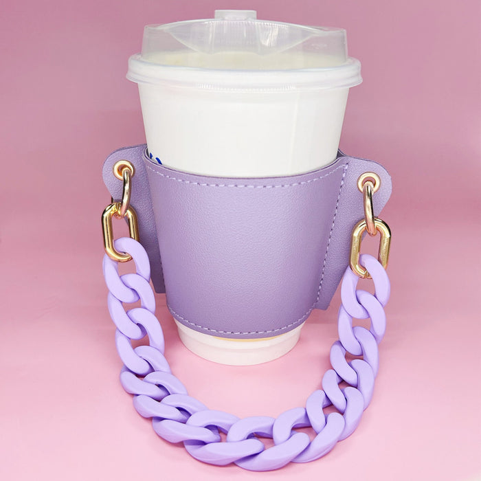 Wholesale Cup Holder PU Acrylic Chain Removable Portable Heat Insulation MOQ≥2 JDC-CH-WenJ001
