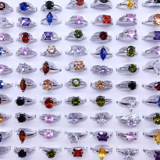 Jewelry WholesaleWholesale Random Colored Zircon Crystal Alloy Rings JDC-RS-KuaH003 Rings 跨海 %variant_option1% %variant_option2% %variant_option3%  Factory Price JoyasDeChina Joyas De China
