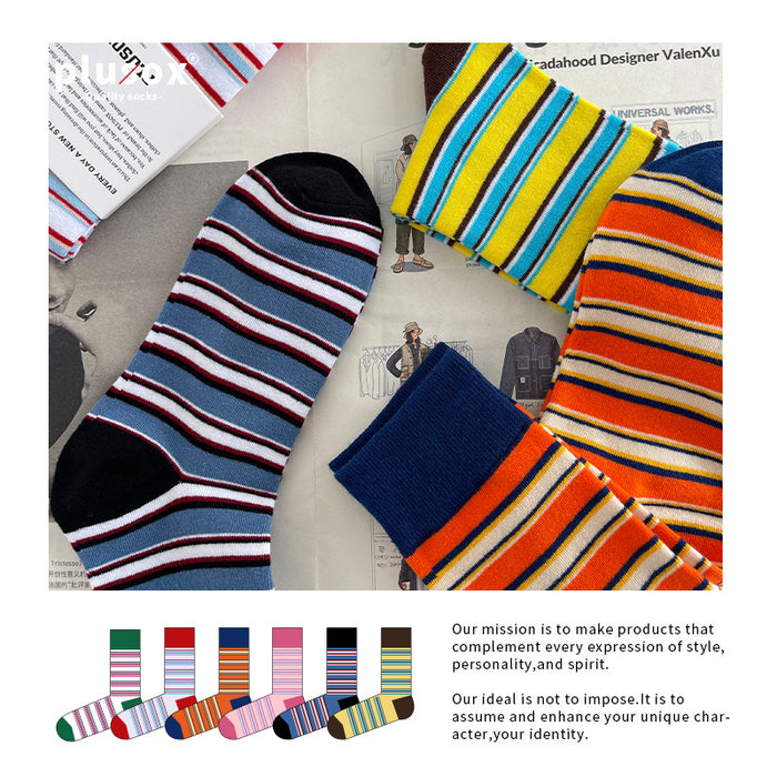 Wholesale Socks Cotton Contrast Stripes MOQ≥5 JDC-SK-YouS005