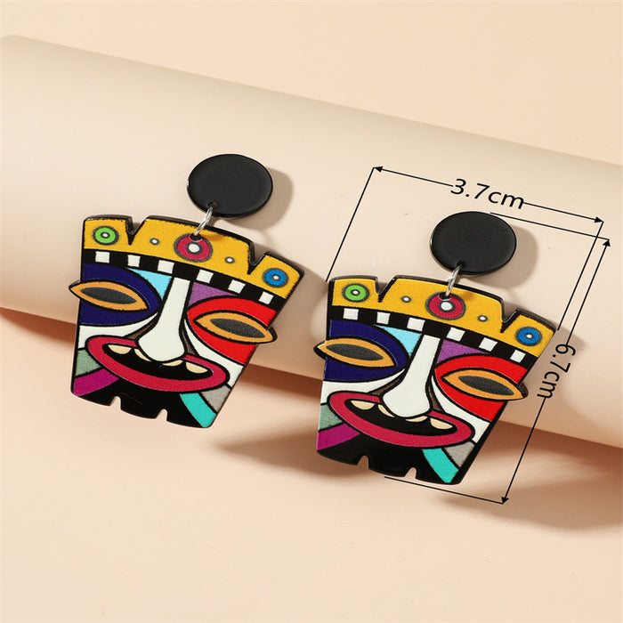 Wholesale acrylic boho abstract face mask earrings MOQ≥2 JDC-ES-ganl034