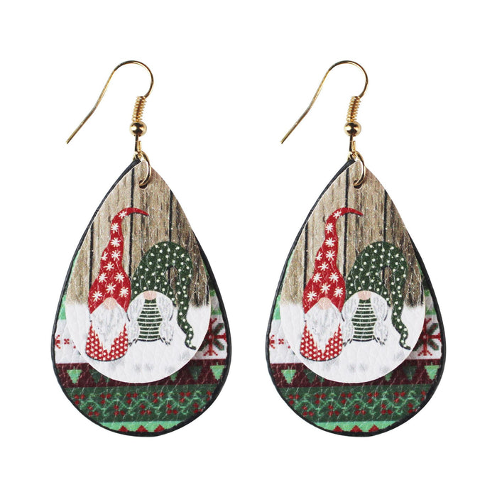 Wholesale Earrings Leather Christmas Drop Shape MOQ≥2 JDC-ES-TianPi026