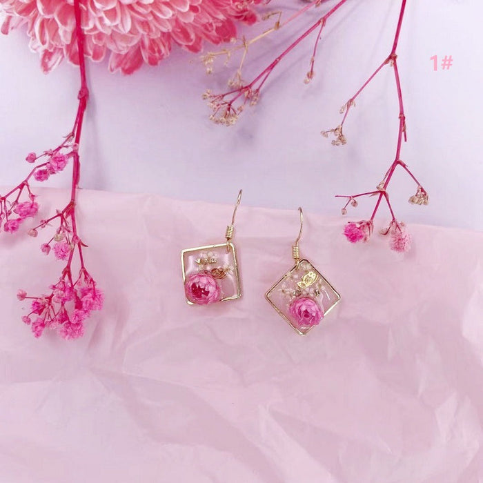 Jewelry WholesaleWholesale geometric natural rose pearl dried flower earrings JDC-ES-XuanY006 Earrings 宣妍 %variant_option1% %variant_option2% %variant_option3%  Factory Price JoyasDeChina Joyas De China