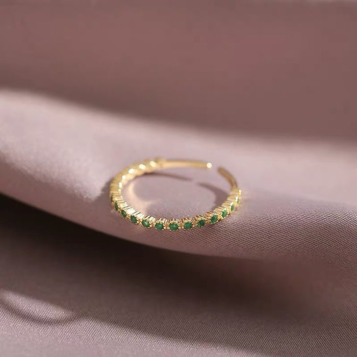 Wholesale Rings S925 Sterling Silver Plated 14K Gold Zircon Adjustable MOQ≥2 JDC-RS-PREMONN001