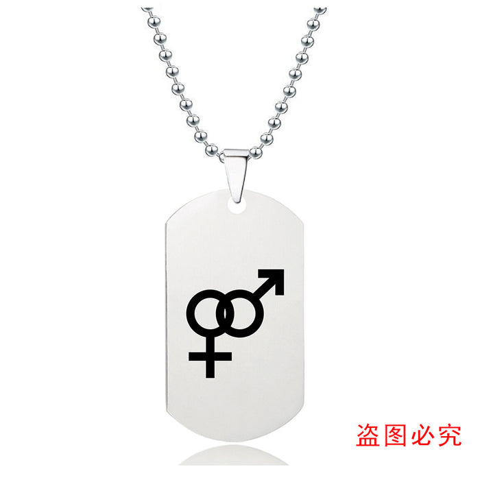 Wholesale LGBT Gay Story Small Gift Lettering Titanium Steel Necklace JDC-NE-GangG006