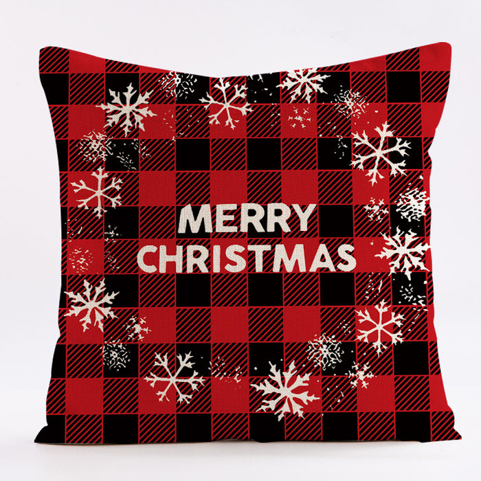 Wholesale Pillowcase Red Checkered Print Linen MOQ≥2 JDC-PW-Dongmao002