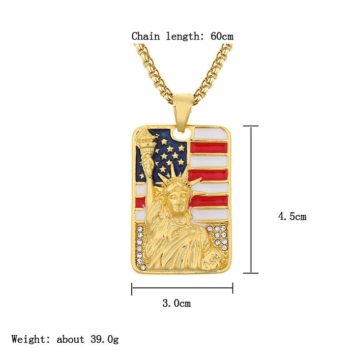 Wholesale 4th of July Alloy Independence Day Hip Hop Necklace JDC-NE-XunO040