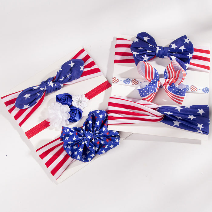 Wholesale 4th of July Independence Day Kids Dress Up Three Piece Bow Headband JDC-HD-QiuN003